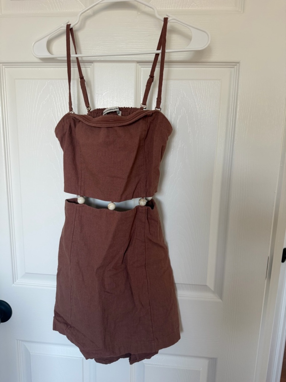 Abercrombie & Fitch Brown beaded mini Dress with Bead peep